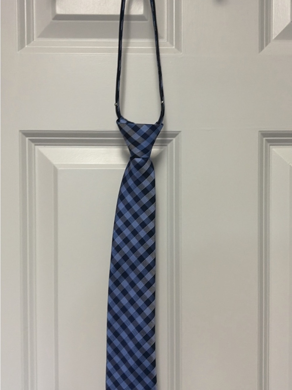 Classic Blue Check Adjustable youth boys Tie